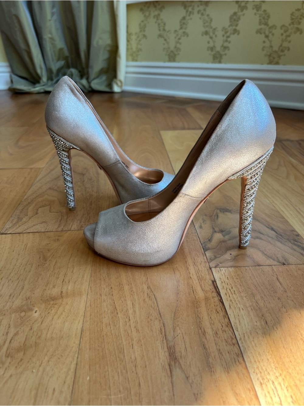 Women’s 7.5 Badgley Mischka Vixen Pumps Champagne with Dust Bag and Extra Parts